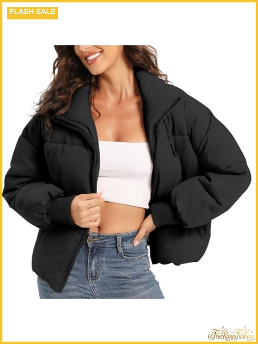 Women's Oversized Puffer Jacket Long Sleeve Zip Up Winter Coat